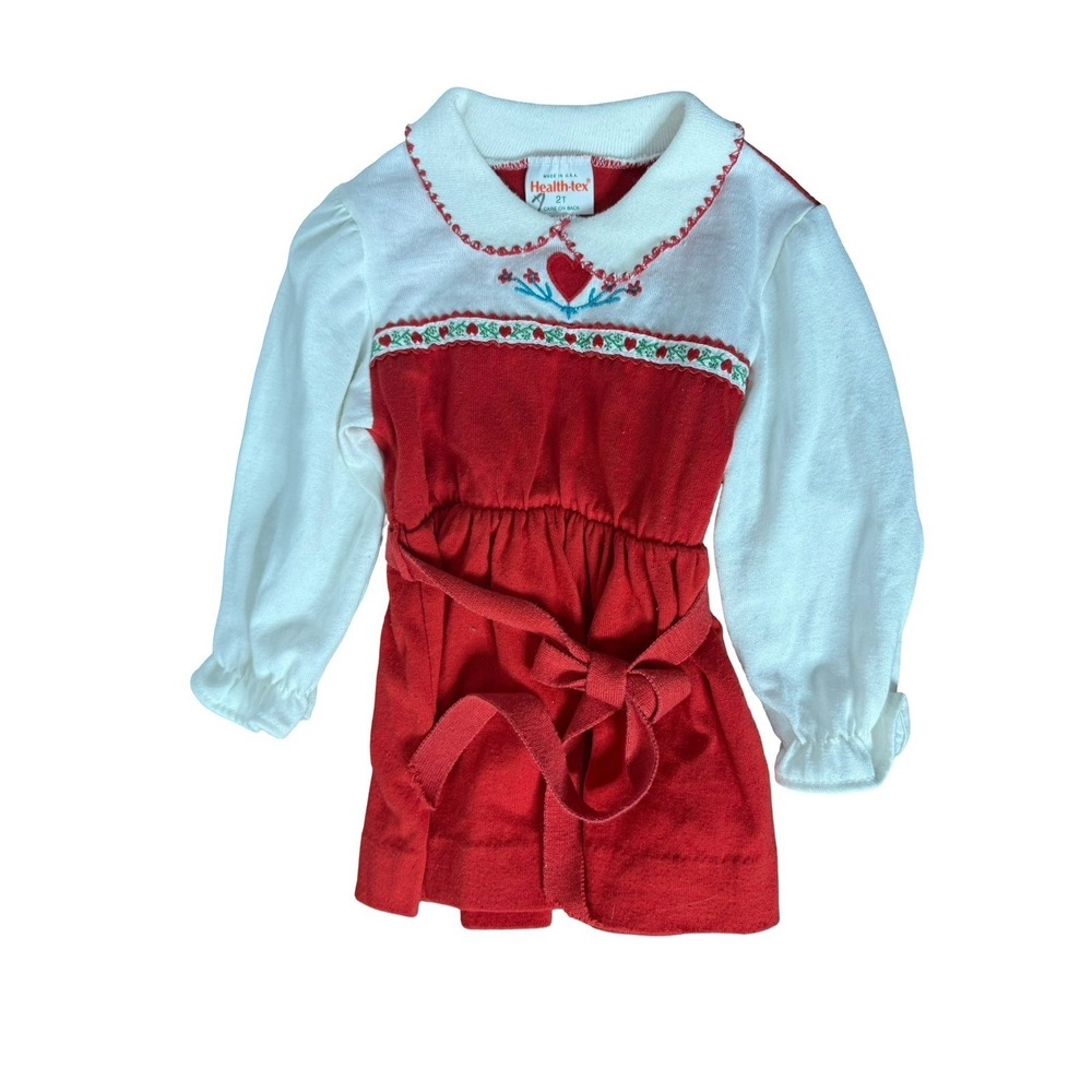 Health Tex Dress Girls Size 2T Red Vintage‎ Red Heart